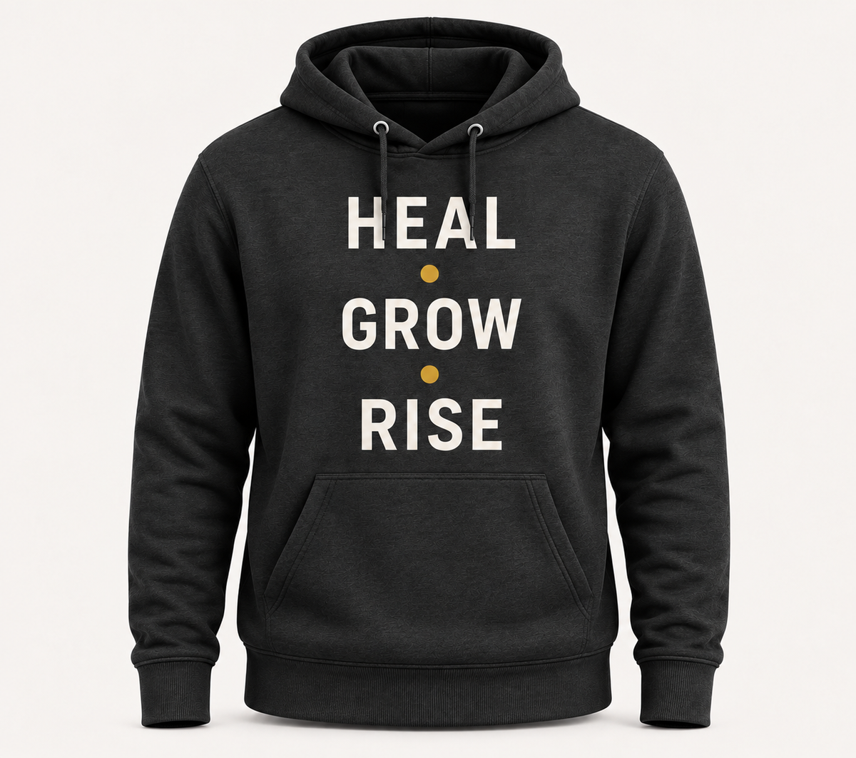 Heal • Grow • Rise Hoodie – Motivational Graphic Hoodie, Unisex Charcoal