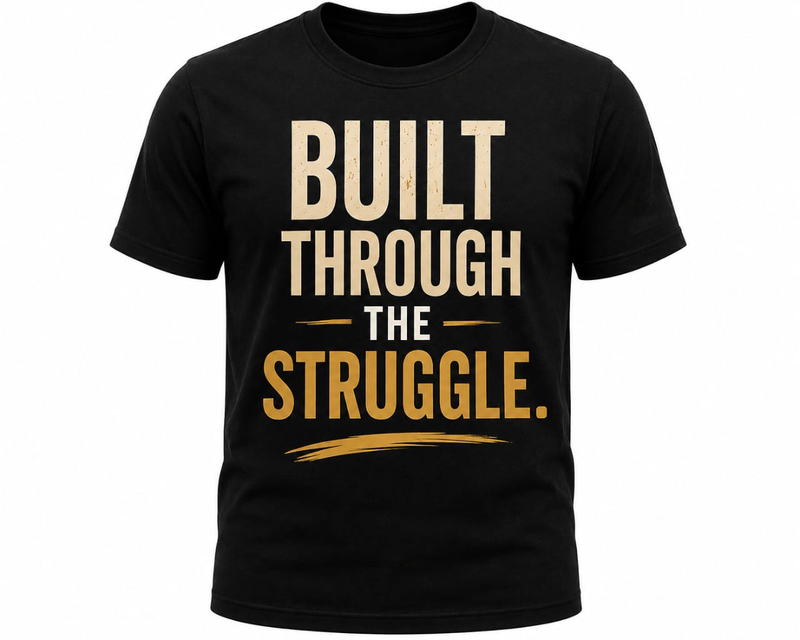Built Through The Struggle Tee – Inspirational Graphic T-Shirt, Unisex Black